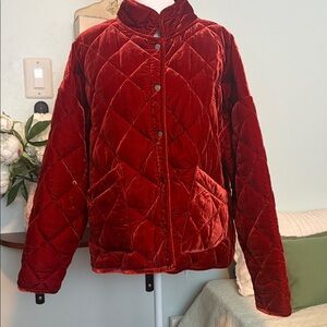 Quilted Velvet Button-Front Jacket